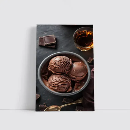Dark Chocolate Ice Cream Bowl Dark Background
