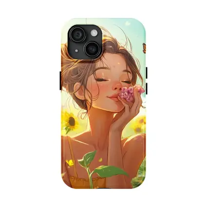 Anime Girl Smelling Flowers Sunflower Field