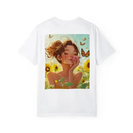 Anime Girl Smelling Flowers Sunflower Field