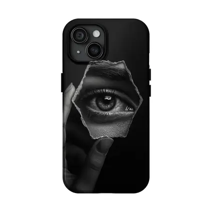 Hand Holding Eye Hexagon Black White