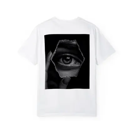Hand Holding Eye Hexagon Black White