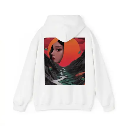 Woman Face Surreal Mountain River Sunset Art