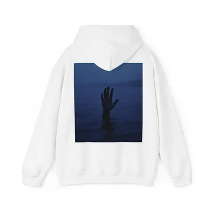 Hand Reaching From Dark Blue Ocean Water