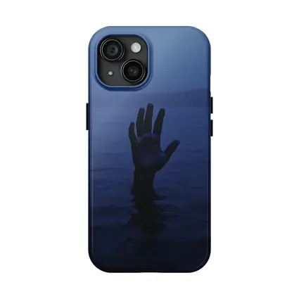 Hand Reaching From Dark Blue Ocean Water