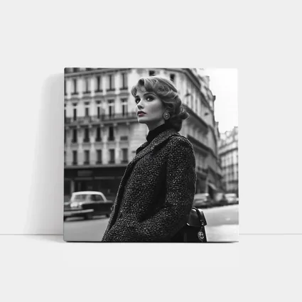 Elegant Woman Paris Street Black White
