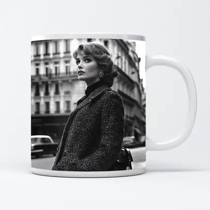 Elegant Woman Paris Street Black White