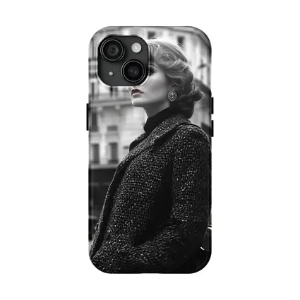 Elegant Woman Paris Street Black White