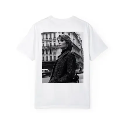 Elegant Woman Paris Street Black White