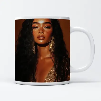 Glam Woman Gold Sequin Warm Brown Background