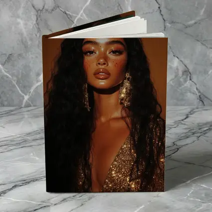 Glam Woman Gold Sequin Warm Brown Background