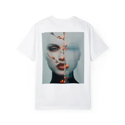Woman Face Glitch Floral Branch Art