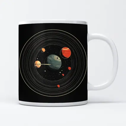 Retro Solar System Vinyl Record Space Art