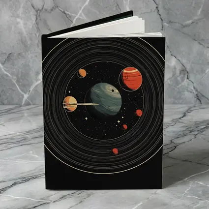 Retro Solar System Vinyl Record Space Art