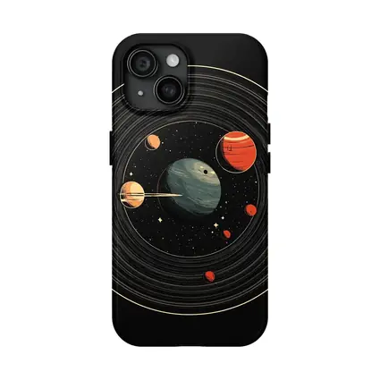 Retro Solar System Vinyl Record Space Art