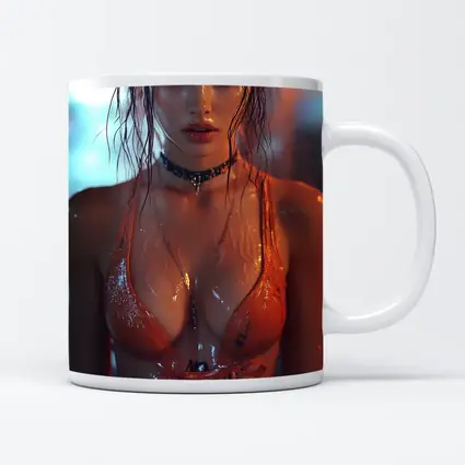 Wet Woman Neon Urban Night Rain