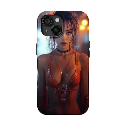 Wet Woman Neon Urban Night Rain