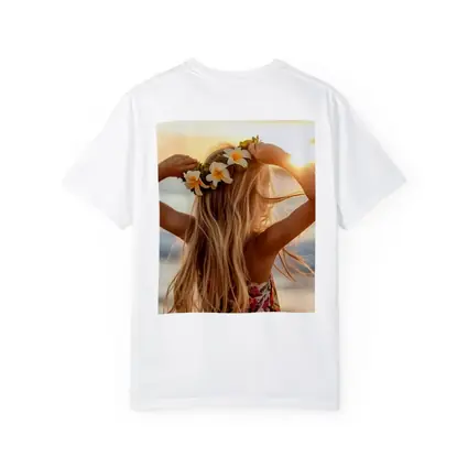 Girl Plumeria Crown Golden Beach Sunset