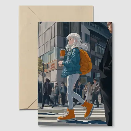Anime Girl Crossing Street Tokyo Style