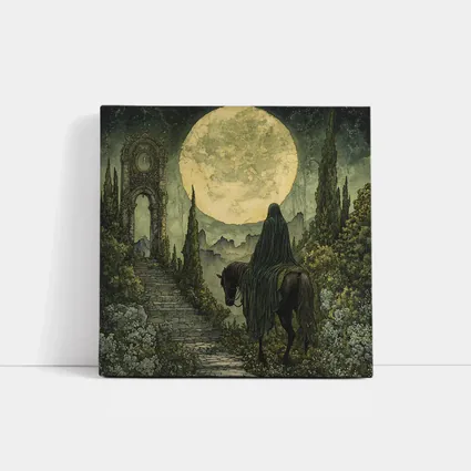 Dark Rider Horseman Full Moon Gothic Art