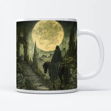 Dark Rider Horseman Full Moon Gothic Art