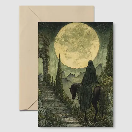 Dark Rider Horseman Full Moon Gothic Art