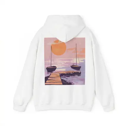 Sailboats at Sunset Dock Retro Print