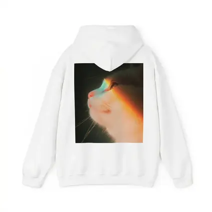 White Cat Profile With Rainbow Light Glow