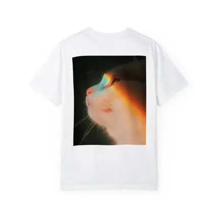 White Cat Profile With Rainbow Light Glow