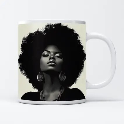 Black Woman Afro Hair Portrait Illustration