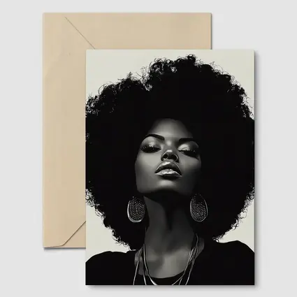 Black Woman Afro Hair Portrait Illustration