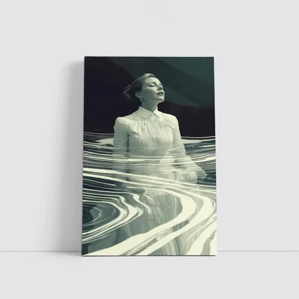 Woman in White Surreal Water Ripples Art