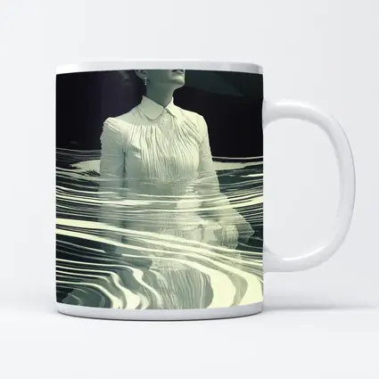 Woman in White Surreal Water Ripples Art
