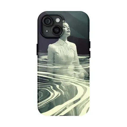 Woman in White Surreal Water Ripples Art
