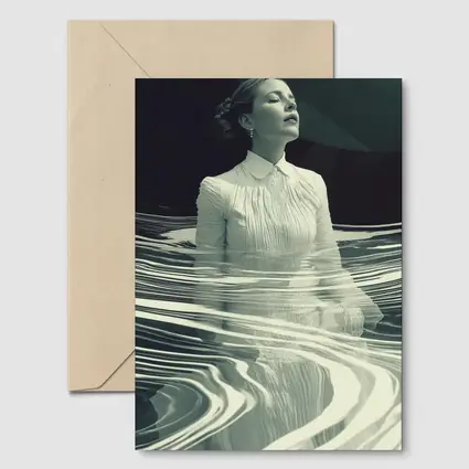 Woman in White Surreal Water Ripples Art