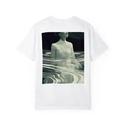 Woman in White Surreal Water Ripples Art