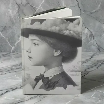 Girl Portrait Top Hat Clouds Surreal Art