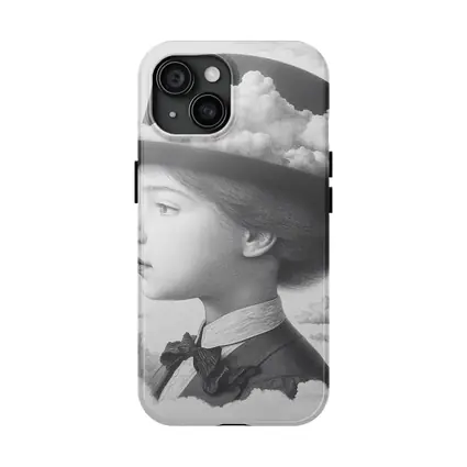 Girl Portrait Top Hat Clouds Surreal Art