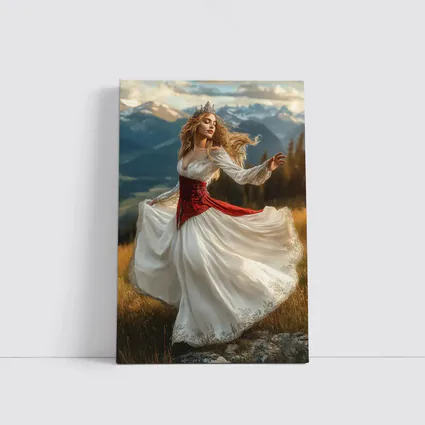 Dancing Princess Crown Mountains Fantasy Art