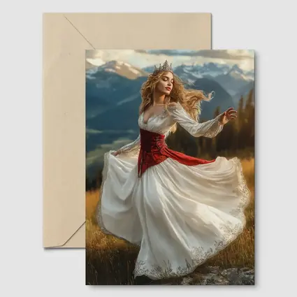 Dancing Princess Crown Mountains Fantasy Art