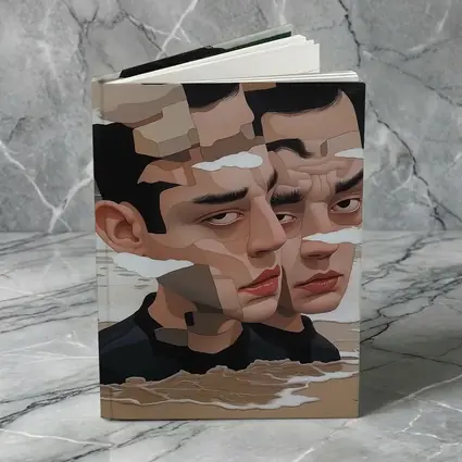 Surreal Man Portrait Fragmented Face Beach