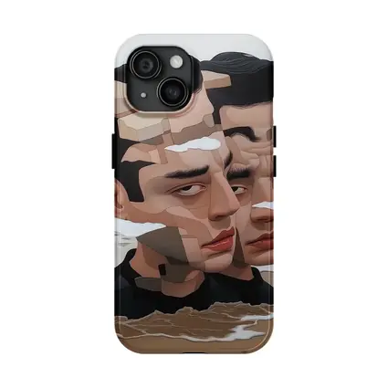 Surreal Man Portrait Fragmented Face Beach