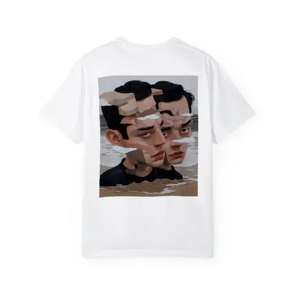 Surreal Man Portrait Fragmented Face Beach