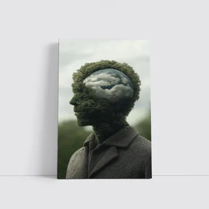 Man Head Made of Trees and Clouds