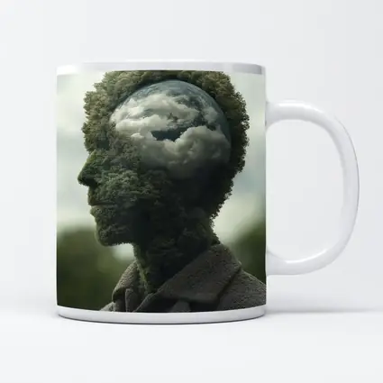 Man Head Made of Trees and Clouds