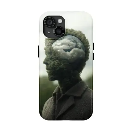 Man Head Made of Trees and Clouds