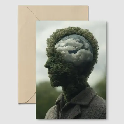 Man Head Made of Trees and Clouds