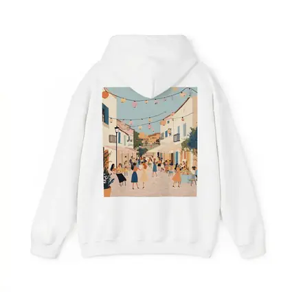 Mediterranean Village Street Festival Illustration Art