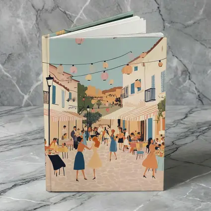 Mediterranean Village Street Festival Illustration Art