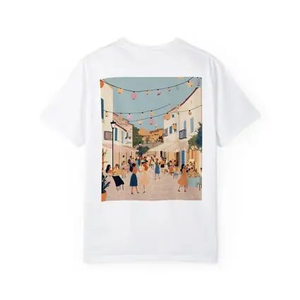 Mediterranean Village Street Festival Illustration Art