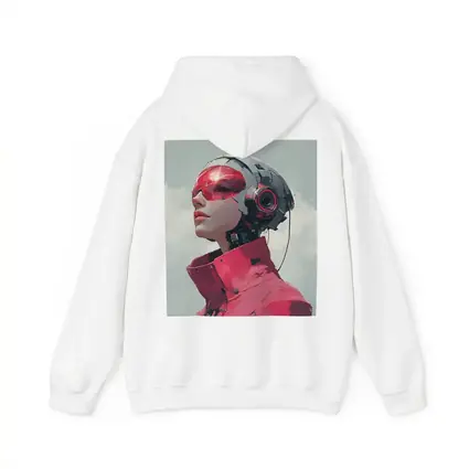 Cyberpunk Female Android Red Helmet Art